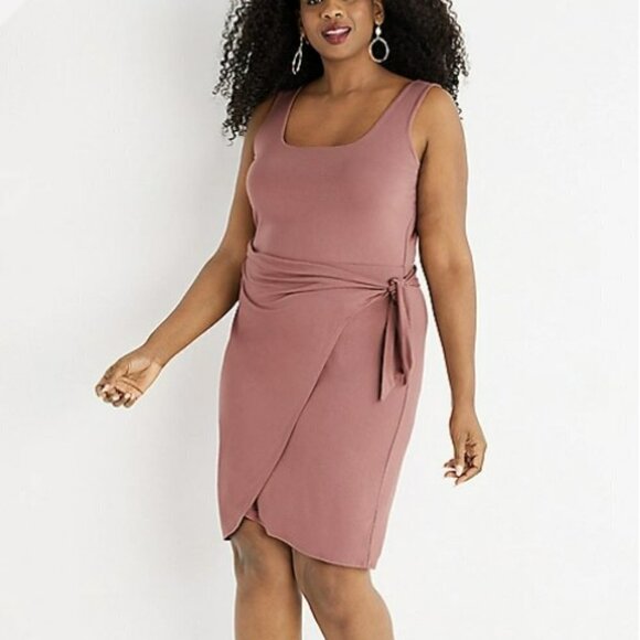 PLUS Size 24/7 Sleeveless Wrap Mini Dress - Picture 1 of 4